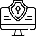 monitor with cyber security lock icon